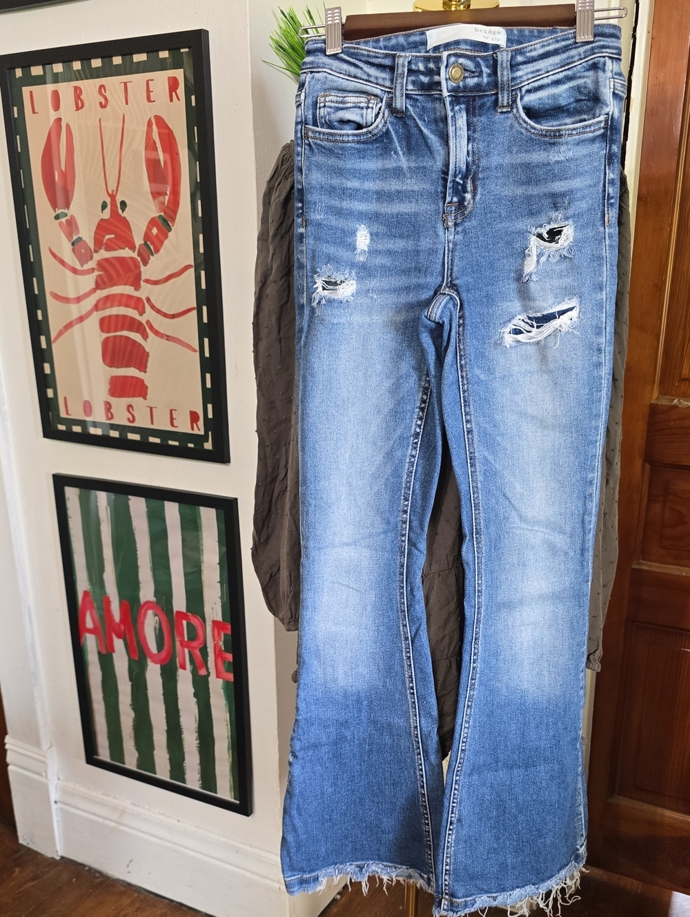 Buckle Bridge By Gly Distressed Blue Flare Jeans